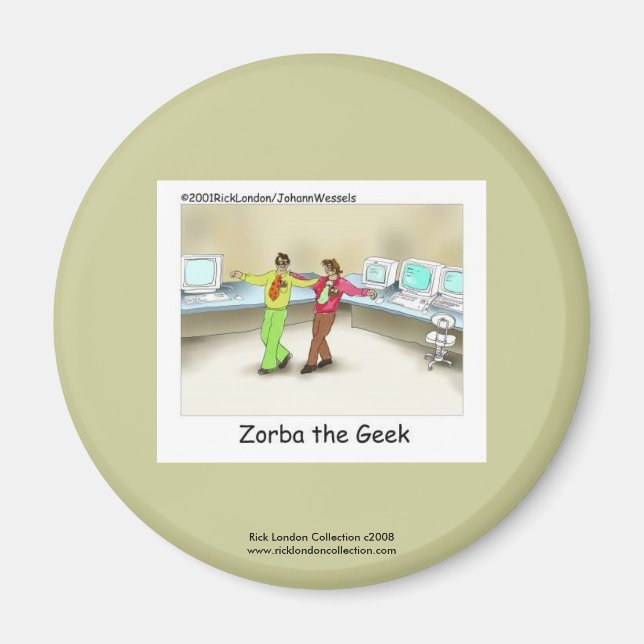 Lustiger Computer-Geek-Cartoon Auf Knopfdruck Mit  Magnet (Vorne)