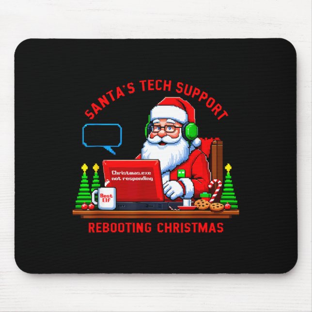 Lustiger Computer-Meme Weihnachtsmanns Tech-Suppor Mousepad (Vorne)
