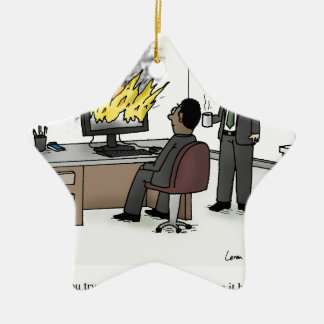 Lustiger Computer und Technologie-Büro-Cartoon Keramik Ornament