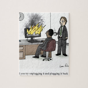 Lustiger Computer und Technologie-Büro-Cartoon Puzzle