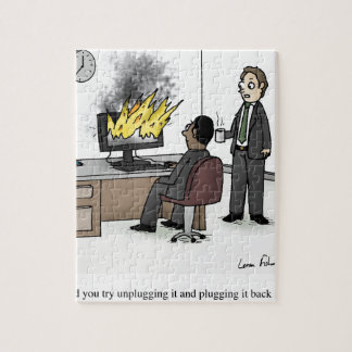 Lustiger Computer und Technologie-Büro-Cartoon Puzzle