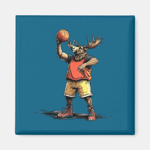Lustiger cooler Basketball-Moose-Spieler Sportlieb Magnet