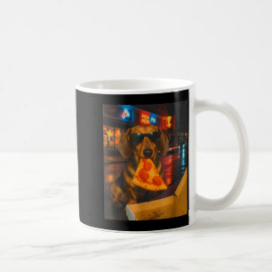 Lustiger cooler Dachshund mit Pizza-Scheibe Meme E Kaffeetasse