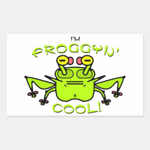 Lustiger Cooler Frosch-Motto-Cartoon-Charakter Rechteckiger Aufkleber