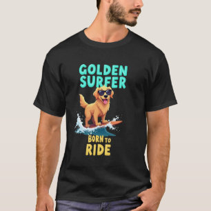 Lustiger Cooler Golden Retriever Surft Hund T-Shirt