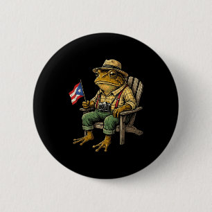 Lustiger Coqui-Frosch Puerto Rico-Flagge Taino Bor Button
