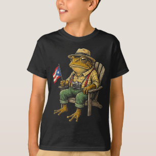 Lustiger Coqui-Frosch Puerto Rico-Flagge Taino Bor T-Shirt