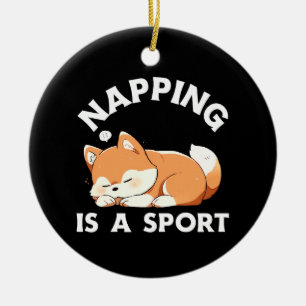 Lustiger Corgi beim Nickerchen ist ein Sport für H Keramik Ornament