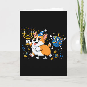 Lustiger Corgi Dreidel Menorah Chanukka Kinder Dam Karte