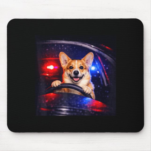 Lustiger Corgi-Fahr-Meme-Hund fährt Auto  Mousepad (Vorne)