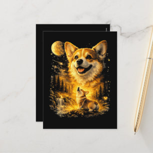 Lustiger Corgi heult den Mond an Feiertagspostkarte