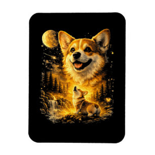 Lustiger Corgi heult den Mond an Magnet