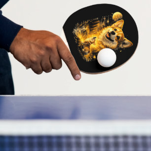 Lustiger Corgi heult den Mond an Tischtennis Schläger