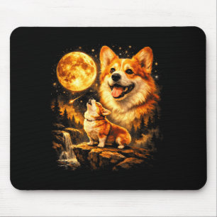 Lustiger Corgi heult den Mond an vintage mystisch Mousepad
