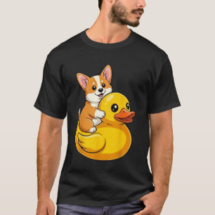 Lustiger Corgi-Hund auf Gummiente Süße Tierkunst D T-Shirt