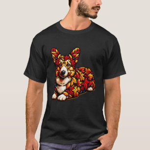 Lustiger Corgi-Hund Herbst Blätter Künstlerische F T-Shirt