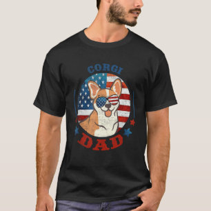 Lustiger Corgi Hund Papa Patriotisch USA T-Shirt