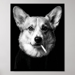 Lustiger Corgi-Hund raucht Meme rauchender Hund Zi Poster