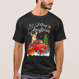 Lustiger Corgi Hund Roter LKW Weihnachten Schnee X T-Shirt