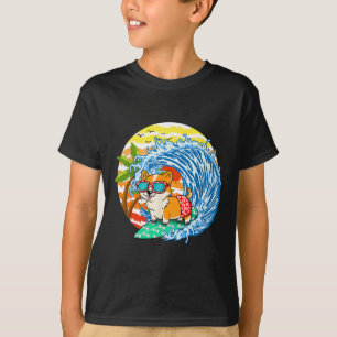 Lustiger Corgi Hund Surft Surfer Hawaii Strand Som T-Shirt
