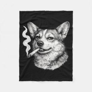 Lustiger Corgi-Meme zum Vatertag, Hund raucht Ziga Fleecedecke