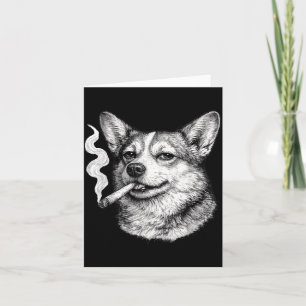 Lustiger Corgi-Meme zum Vatertag, Hund raucht Ziga Karte