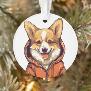 Lustiger Corgi mit Hoodie Ornament