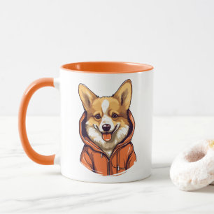 Lustiger Corgi mit Hoodie Tasse