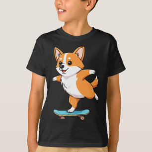 Lustiger Corgi Skater Skateboard Ballerina Mama Pa T-Shirt