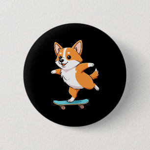 Lustiger Corgi Skater Skateboard Ballerina Mutter Button