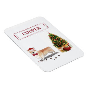 Lustiger Corgi Weihnachtshund mit Baum Magnet