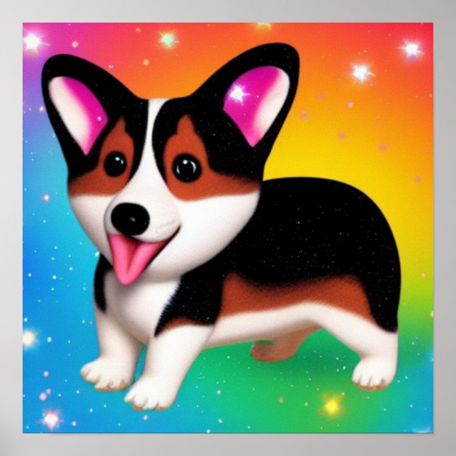 Lustiger Corgi-Welpe Hund   Poster (Vorne)