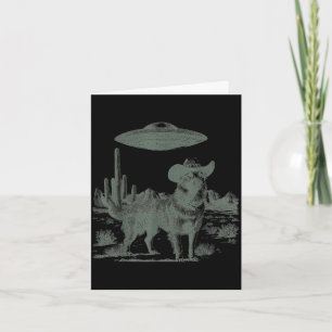 Lustiger Cowboy-Hund-Alien-UFO-Wüstenbegegnung Karte