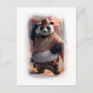 Lustiger Cowboy-Panda auf einem Weißen Feiertagspostkarte