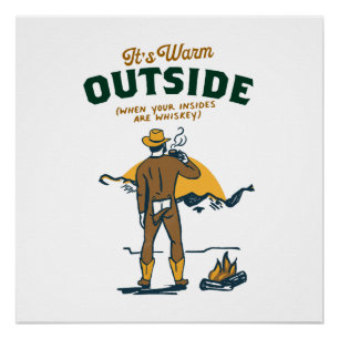 Lustiger Cowboy trinkt Whiskey Poster