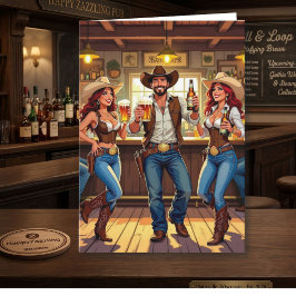 Lustiger Cowboy und Cowgirl-Geburtstag Karte