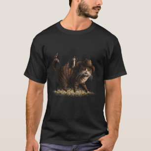Lustiger Cowboy Vintage Katze Retro Meowdy Land We T-Shirt