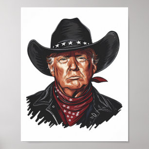 Lustiger Cowboy Western Donald Trump Us Flagge 202 Poster