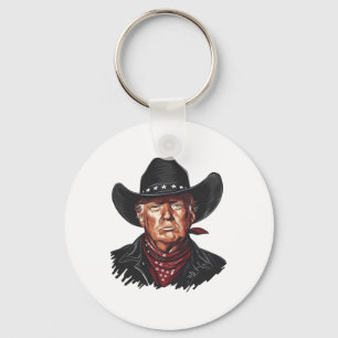 Lustiger Cowboy Western Donald Trump Us Flagge 202 Schlüsselanhänger