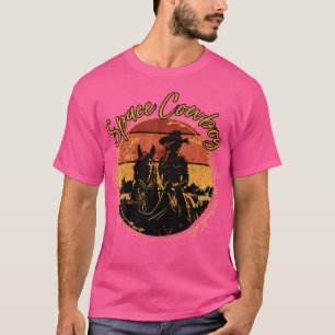 Lustiger Cowboy-Western-Weltraum-Cowgirl-Reiten T-Shirt