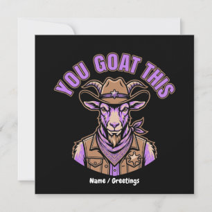 Lustiger Cowboy-Ziegen-Motivationswitz Western-Des Einladung