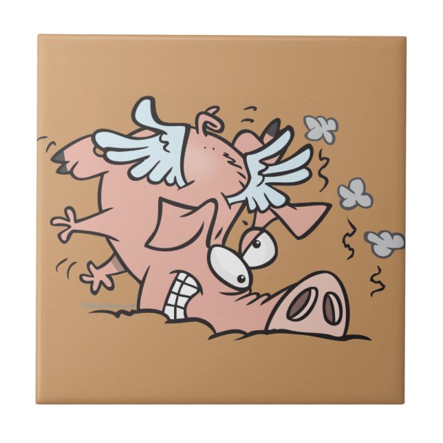 lustiger Crash-Lande-Cartoon Fliese (Vorderseite)