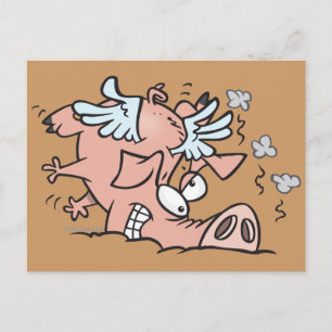 lustiger Crash-Lande-Cartoon Postkarte