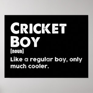 Lustiger Cricket-Junge Definition Cricket-Fan Poster