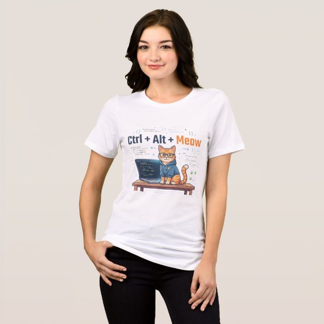 Lustiger Ctrl Alt Meow Katze Programmierer Coder G Tri-Blend Shirt (Vorderseite voll)