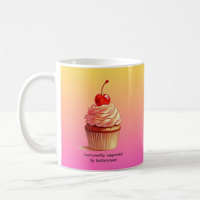Lustiger Cupcake-Becher Emotional Support von Butt Kaffeetasse (Links)