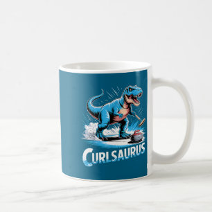 Lustiger Curling-Spieler Dinosaurier T-Rex Eiscurl Kaffeetasse