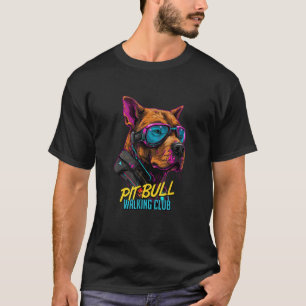Lustiger Cyberpunk Amerikanischer Pit Bull Terrier T-Shirt