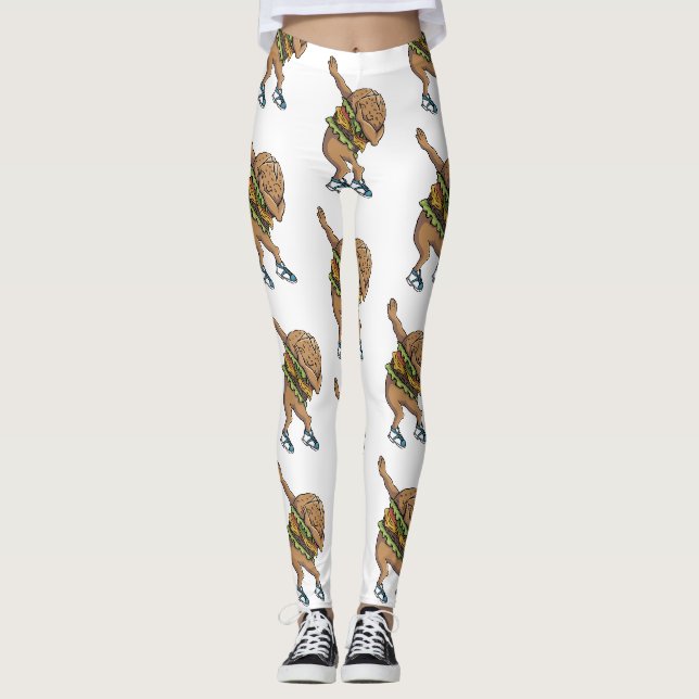 lustiger Dabbing-Burger Leggings (Vorderseite)