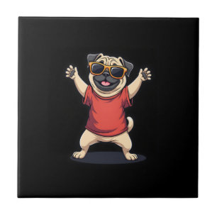 Lustiger Dabbing Dab Mops Hund Haustiere Tanz Tier Fliese